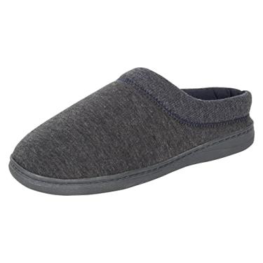 Imagem de Hanes Pantufas femininas de malha Waffle macia com sola interna/externa, Carvão/Azul, X-Large