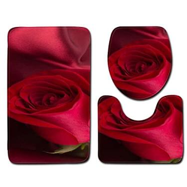 Imagem de Tapete de Banho Rosa Dia dos Namorados 3 Peças Conjunto de Banheiro Tapete Antiderrapante para Decoração de Casa Tapete de Banheiro, Conjunto de Três Peças 2,40cmX60cm
