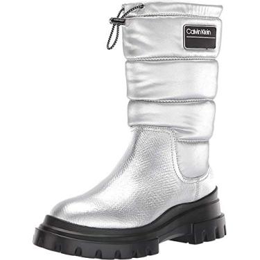 Imagem de Calvin Klein Botas de inverno femininas Laeton cano médio Puffy prata 35 médio (B,M), Prata