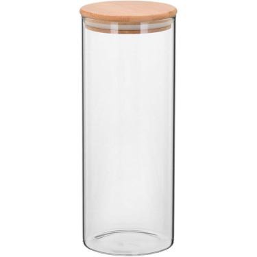 Imagem de TABLE POTE 25x10x10cm 1,4L BOROSILICATO TRANSP COM TAMPA BAMBU