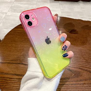Imagem de Capa de telefone transparente com padrão de amor fashion para iphone 13 promax 12 pro max 11 mini xsmax xs xr x 8 7 plus, rosa, amarelo, padrão, para iphone 7 p ou 8 p