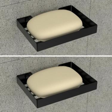 Imagem de Kit 2 Porta Sabonete Para Banheiro de Parede Preto Plus