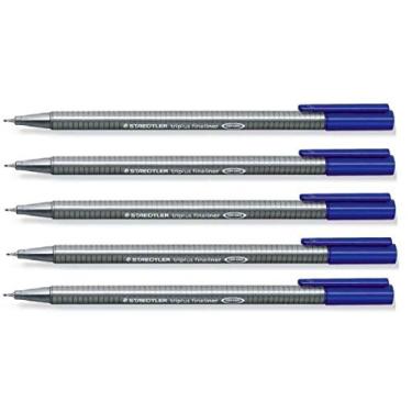 Imagem de Staedtler Blue 0.3mm Triplus Fineliner Fine Line Pens Superfine Dry Safe & Washes Out of Most Textiles (Pack of 5)