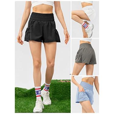 Imagem de Tingpai Shorts de corrida fe no 2 em 1 com bolsos cós largo cobertu camada forro shorts espo vos pa treino de fitness ciclismo academia atlética casa roupas espo vas 1 peça