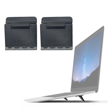 Imagem de 2 peças de elevação portátil para teclado de computador, pés de teclado de plástico invisível, suporte de inclinação para mini laptop para mesa (preto)