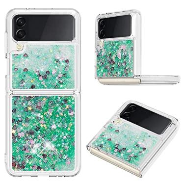 Imagem de CQUUKOI Capa de areia movediça para Samsung Galaxy Z Flip 3 2021 luxo bonito brilho glitter líquido capa flutuante macia TPU transparente para Samsung 5G meninas mulheres (A3, Galaxy Z Flip 4)