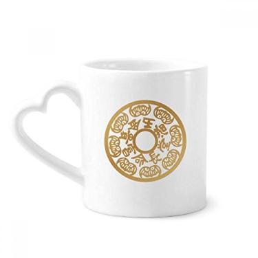 Imagem de Caneca chinesa de cerâmica de café em ouro redondo com coração de vidro