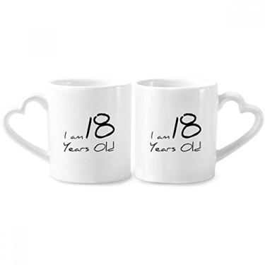 Imagem de I am 18 anos de idade conjunto de canecas de porcelana para casal jovem de cerâmica com alça de coração