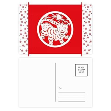 Imagem de Cortado em papel Tigre Animal China Zodíaco Arte Natal Flor Celebração Cartão postal Bênção