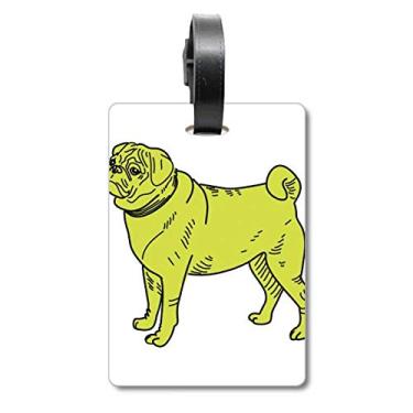 Imagem de Ilustração de cachorro de desenho animado amarelo etiqueta de bagagem cartão pendurado etiqueta etiqueta de etiqueta, Multicolorido.