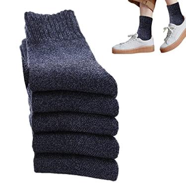 Imagem de Meias grossas para botas masculinas | 5 pares/meias térmicas inverno para homens e mulheres | meias macias e quentes inverno forradas com isolamento térmico grosso para clima frio genérico