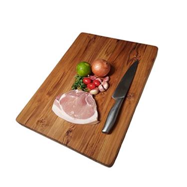 Imagem de Tábua De Cortar, Fatiar Churrasco, Sovar Massas, Atóxica, De Madeira Teca Tamanho Extra Grande 3x46x61cm Acabamento Com Óleo Mineral + Cera de Abelha