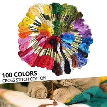 Imagem de 100 Cores Fio de Bordado 100 Novelos Pulseiras de Amizade Fio Fio de Costura Linha de Bordar Fio de Ponto Cruz Multicolor para Artesanato em Ponto Cruz