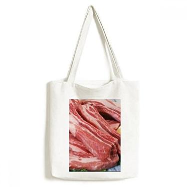 Imagem de Bolsa de lona com textura de carne crua canelada bolsa de compras casual