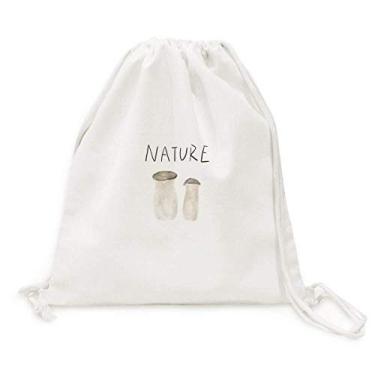 Imagem de Mochila de pintura de cogumelo natural Soloisland bolsa de lona com cordão para compras viagem