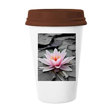 Imagem de Rosa Flores Red Lotus Art Deco Presente Caneca moderna Caneca de café Copo de cerâmica Tampa de cerâmica