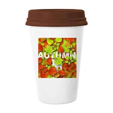 Imagem de Caneca de cerâmica de folha de bordo deciduous de burro outono caneca de café copo de cerâmica