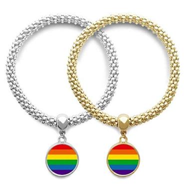 Imagem de DIYthinker Arco-íris Gay LGBT Pulseira LGBT Lover Pingente Joia Corrente para Casal Presente