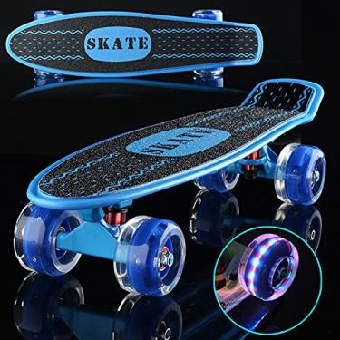 Imagem de Skate completo Mini Cruiser 55,88 cm Retrô para Crianças Adolescentes Adultos, Rodas com Luz de LED com T-Tool, D