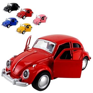 Imagem de Miniatura Fusca Escala 1:32 Carrinho de Ferro com Fricção Fusquinha Abre a Porta, Brinquedo Fusca Colorido (Vermelho)
