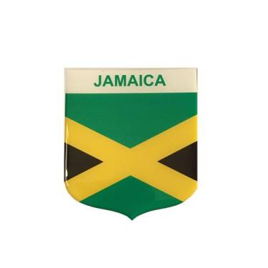 Imagem de Adesivo Resinado Em Escudo Da Bandeira Da Jamaica - Mundo Das Bandeira