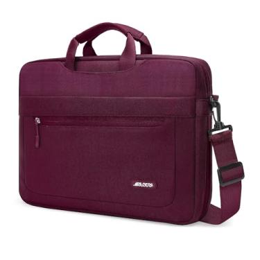 Imagem de MOSISO Bolsa carteiro de ombro para laptop compatível com MacBook Air de 15 polegadas M2 A2941/Pro de 16 polegadas M3 A2991 M2 A2780 M1 A2485 A2141111-15,6 polegadas notebook com profundidade ajustável na parte inferior, vinho tinto