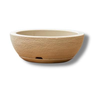 Imagem de Vaso Bacia Polietileno Para Plantas Suculenta Escovada N2 (Creme)