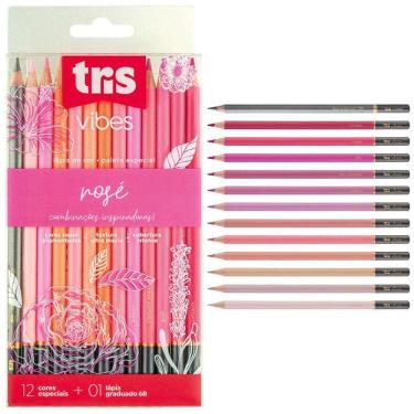 Imagem de Lápis de Cor Vibes Rosé - 12 Cores + 1 Lápis Garduado - Tris