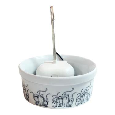 Imagem de Bebedouro fonte para gatos com pote em porcelana