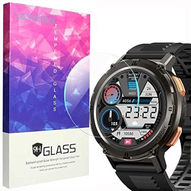 Imagem de Película protetora de tela compatível com smartwatch AMAZTIM T2, [pacote com 3] Película protetora de tela de vidro temperado 9H compatível com smartwatch AMAZTIM T2 de 1,4 polegadas Ultra HD AMOLED, relógio inteligente KoSPET Tank T2 (pacote com 3)