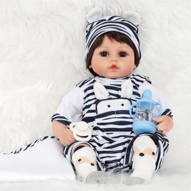 Imagem de SHENGX Boneca Bebê Reborn,16 polegadas Feito à mão bebe reborn realista,Posicionável bebe reborn menino olhos abertos Pode tomar banho com acessórios completos perfeitos,White