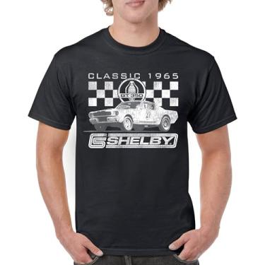 Imagem de Camiseta masculina clássica 1965 Shelby GT350 American Retro Legend Mustang Cobra Muscle Car Racing Powered by Ford, Preto, M