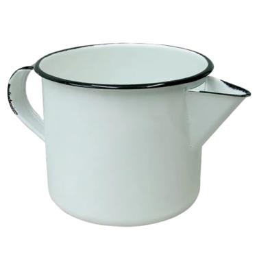 Imagem de Caneca Esmaltada Leiteira nr 12 1 Litro com Alça e Bico Tradicional Ágata (Branca, 1 Litro)