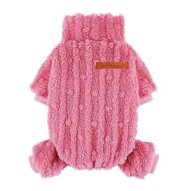 Imagem de Suéter para cães pequenos, meninos e meninas, pulôver de gola rolê, roupas quentes e grossas, casaco de lã para clima frio, pijamas chihuahua yorkie, macacão para cachorro de estimação, rosa, PPP