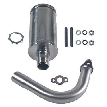 Imagem de jtfrkope Novo kit de tubo de silenciador de escape e porca de vedação para 2 tempos 49cc 60cc 66cc 80cc motores a gás motorizado bicicleta motos prata