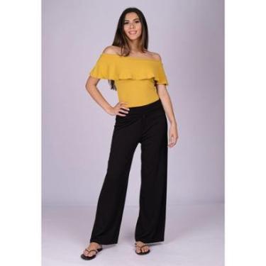 Imagem de Calça Pantalona Reta Malha Cós Alto Preta - GG - Veste do 46 ao 48-Feminino