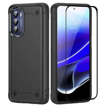 Imagem de Capa para Motorola Stylus 5g 2022 com protetor de tela, proteção resistente, camada dupla, grau militar, à prova de quedas, capa rígida resistente e durável para Moto g Stylus 5g capa 2022 (preto)