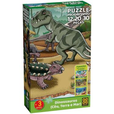 Imagem de Puzzle Progressivo Dinossauros - Céu, Terra e Mar