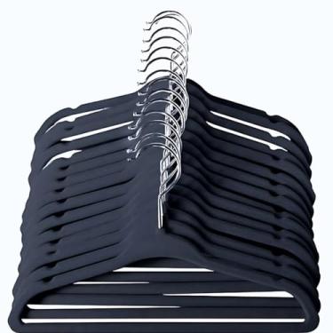 Imagem de Kit de 40 Cabides de Veludo Preto Antideslizantes, Organização de Roupas para Adultos