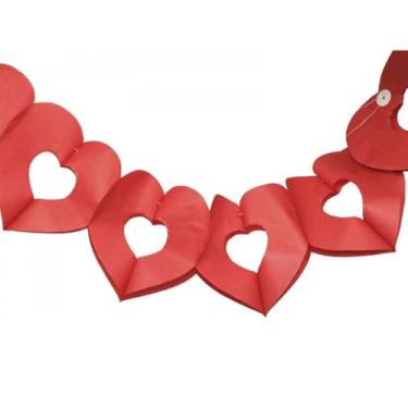Imagem de Varal de Papel Decorativo Coração Vermelho - 3 Metros