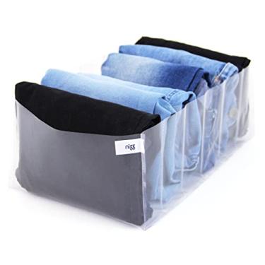Imagem de Kit 5 Colmeia Organizadora Calça Jeans com 6 Nichos Divisórias Roupas Closet Inteligente Plástico Reforçado Costurado Nizz Organizadores