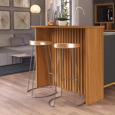 Imagem de Bancada Ripada Para Cozinha 128 Cm Cairo Fidelitá Freijó