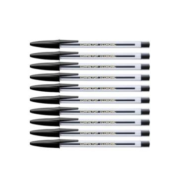 Imagem de Kit Com 10 Canetas Esferográficas Compactor Economic, Ponta Média, Tinta Preta
