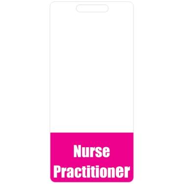 Imagem de Crachá de enfermeira (rosa) – Etiquetas verticais resistentes para NP's – Cartão de identificação de crachá de dupla face