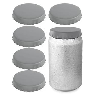 Imagem de Tampas de lata de silicone – tampas de lata – tampas de lata – tampa de lata – pode salvar – tampa de lata – protege sua coca, cerveja e latas de pop de moscas, abelhas e poeira! – Cabe em latas de refrigerante padrão, Cinza, 6 Pack
