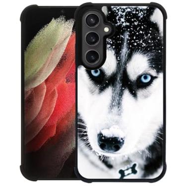 Imagem de CARLOCA Capa para Samsung Galaxy S23 FE, padrão de olho azul focinheira de cachorro Husky, ultra proteção à prova de choque de silicone macio TPU antiderrapante traseira