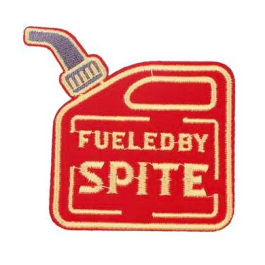Imagem de Fueled by Spite Gas Can Oil Container Fire Revenge Spiteful Meme Funny Phrase Joke 8 cm Iron On Bordado Patch para roupas