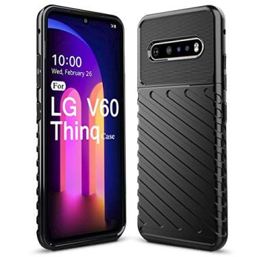 Imagem de Sucnakp Capa para LG V60 Thinq LG V60, absorção de choque, antiarranhões, resistente, durável, proteção contra quedas, capa para celular para LG V60 Thinq (LT Preto)