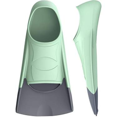 Imagem de Barbatanas de snorkel Gintenco, nadadeiras para treino de natação para mergulho com snorkel, natação e mergulho flutuantes, nadadeiras confortáveis tamanho viagem com bolsa para adultos, homens, mulheres e crianças (verde + cinza, G)