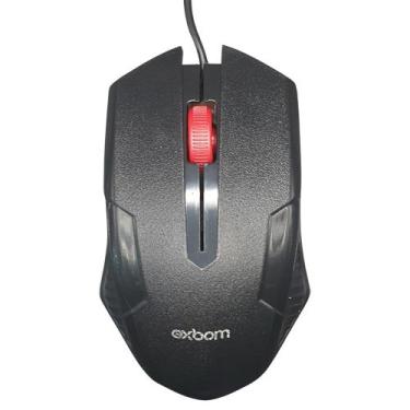 Imagem de Mouse USB Óptico, 1.200 DPI, Com Cabo de 1 Metro, Compacto, Preto, Exb
